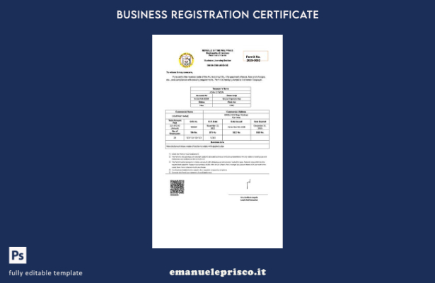 modello Word e PDF di licenza commerciale Filippine in stile verificato